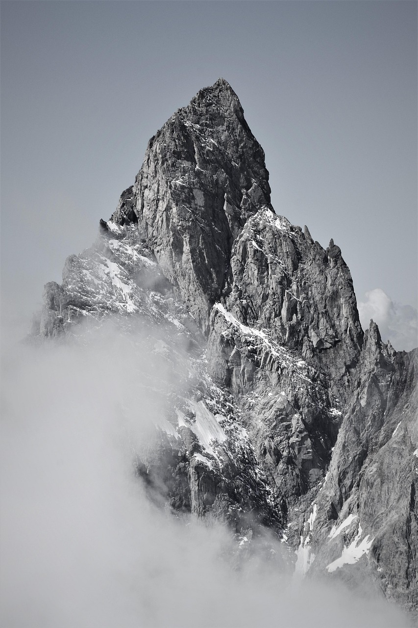 pointe noire de peuterey, mont blanc massif, mountain, nature, landscape, clouds